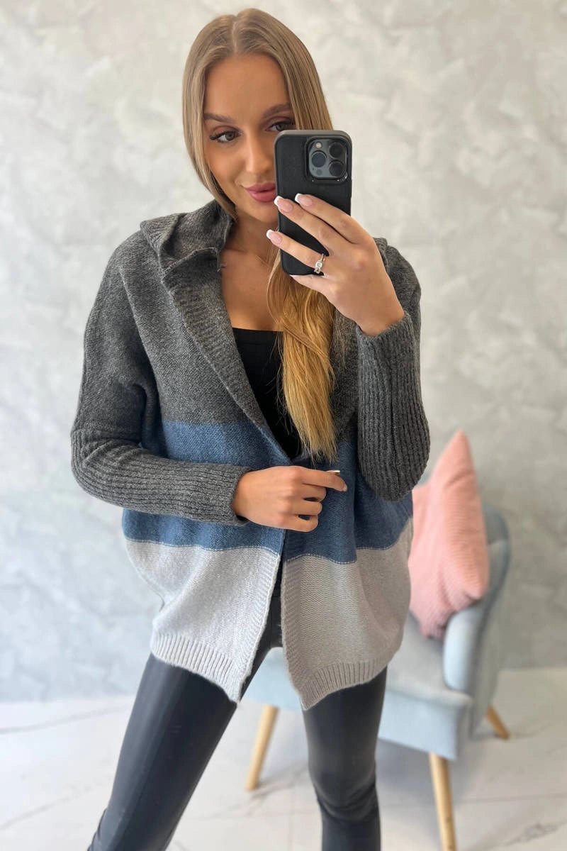 Three - color hooded sweater 2019 - 15 / – Jeans цвет / color | Lexline Fashion