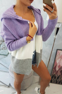 Three - color hooded sweater 2019 - 15 / – Purple цвет / color | Lexline Fashion