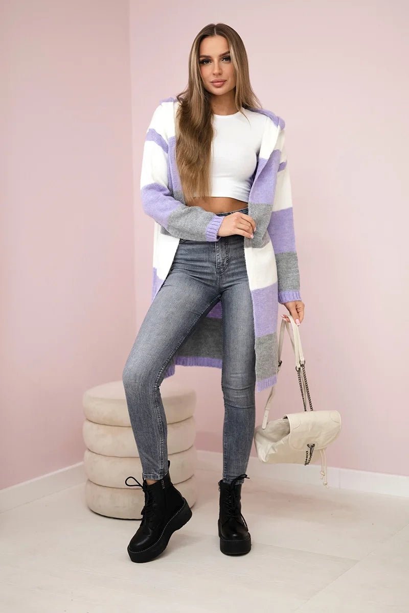 Three - color striped cardigan 2019 - 25 / – Black цвет / color | Lexline Fashion