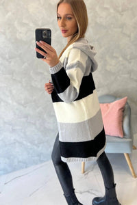 Three - color striped cardigan 2019 - 25 / – Black цвет / color | Lexline Fashion