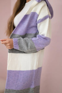Three - color striped cardigan 2019 - 25 / – Purple цвет / color | Lexline Fashion