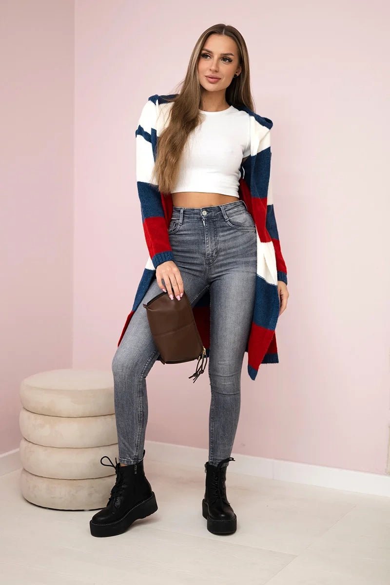 Three - color striped cardigan 2019 - 25 / – Purple цвет / color | Lexline Fashion