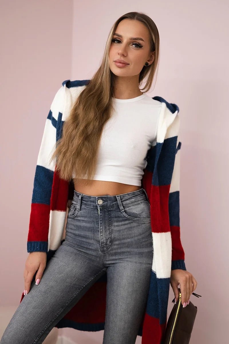 Three - color striped cardigan 2019 - 25 / – Purple цвет / color | Lexline Fashion