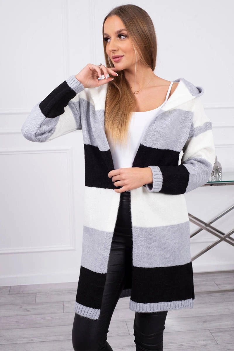 Three - color striped cardigan 2019 - 25 / – Red цвет / color | Lexline Fashion