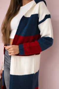 Three - color striped cardigan 2019 - 25 / – Red цвет / color | Lexline Fashion