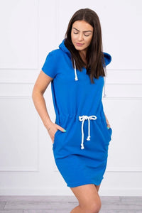 Tied dress with hood 8982 / – Blue цвет / color | Lexline Fashion