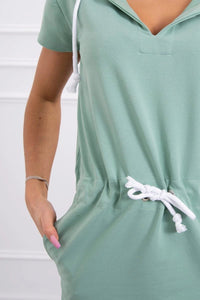 Tied dress with hood 8982 / – Mint || Dark цвет / color | Lexline Fashion