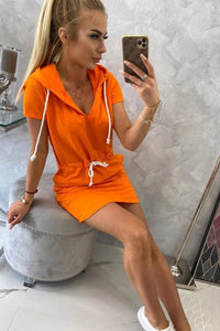 Tied dress with hood 8982 / – Orange цвет / color | Lexline Fashion