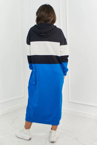 Tricolor dress with hood 9574 / – Blue цвет / color | Lexline Fashion