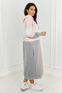 Tricolor dress with hood 9574 / – Gray цвет / color | Lexline Fashion