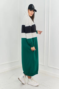 Tricolor dress with hood 9574 / – Green цвет / color | Lexline Fashion