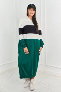 Tricolor dress with hood 9574 / – Khaki цвет / color | Lexline Fashion