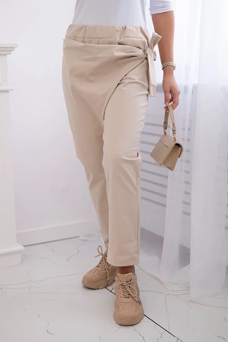 Trousers tied with an asymmetrical front 1958C / – Beige цвет / color | Lexline Fashion
