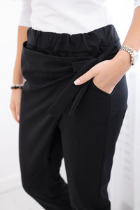 Trousers tied with an asymmetrical front 1958C / – Black цвет / color | Lexline Fashion