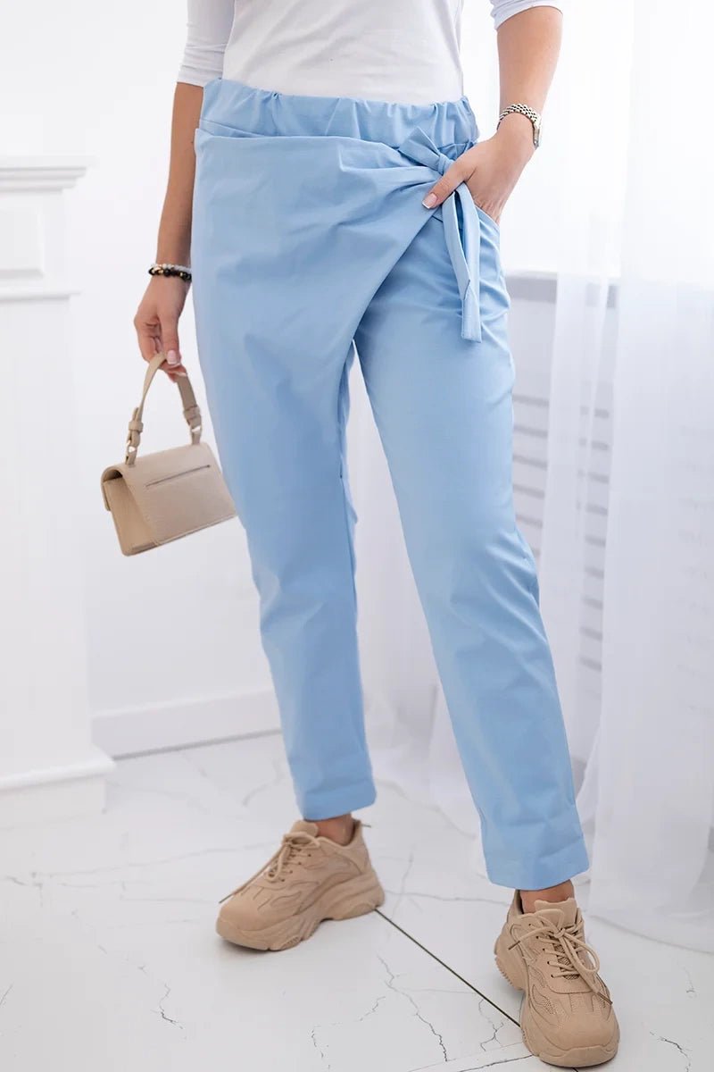 Trousers tied with an asymmetrical front 1958C / – Blue цвет / color | Lexline Fashion