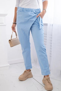 Trousers tied with an asymmetrical front 1958C / – Blue цвет / color | Lexline Fashion