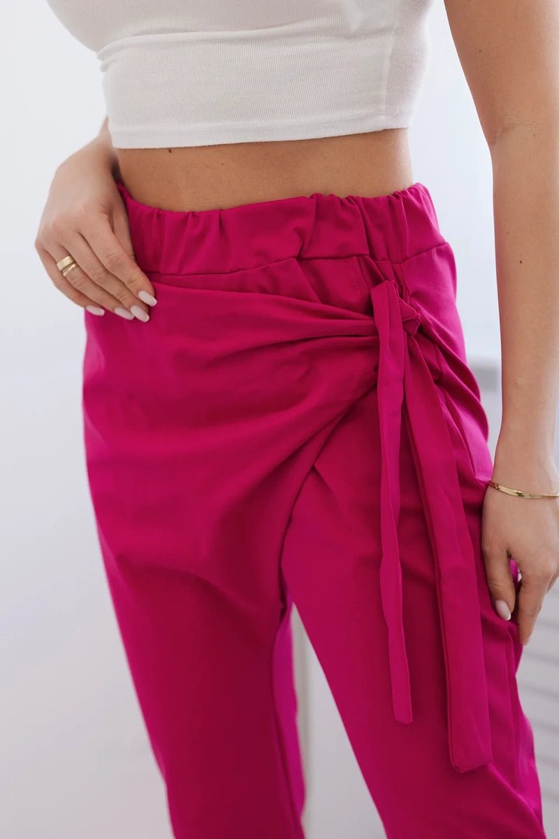 Trousers tied with an asymmetrical front 1958C / – Fuchsia цвет / color | Lexline Fashion
