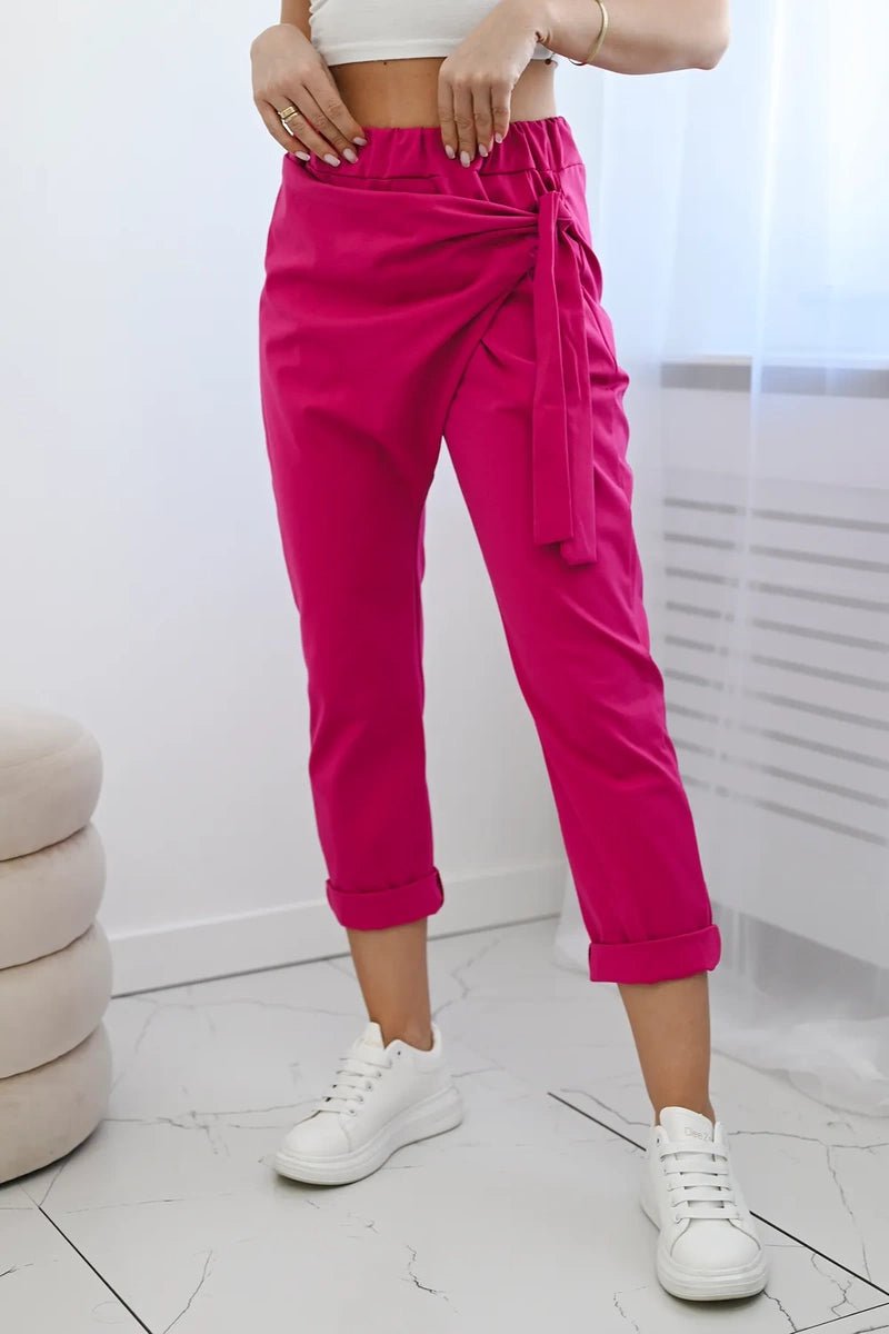 Trousers tied with an asymmetrical front 1958C / – Fuchsia цвет / color | Lexline Fashion