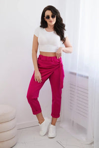 Trousers tied with an asymmetrical front 1958C / – Fuchsia цвет / color | Lexline Fashion