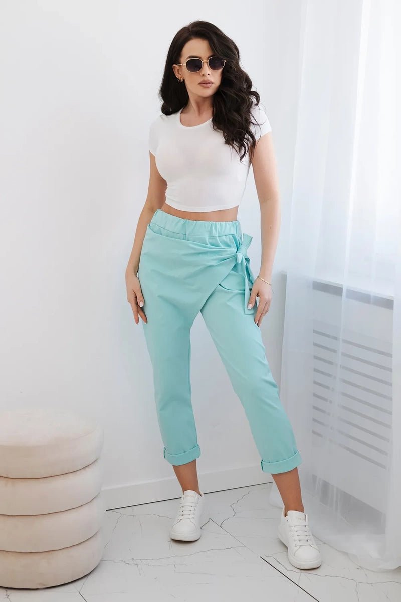 Trousers tied with an asymmetrical front 1958C / – Mint цвет / color | Lexline Fashion