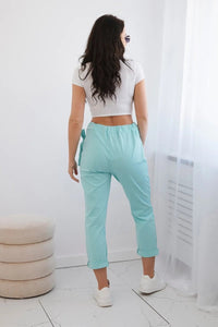 Trousers tied with an asymmetrical front 1958C / – Mint цвет / color | Lexline Fashion