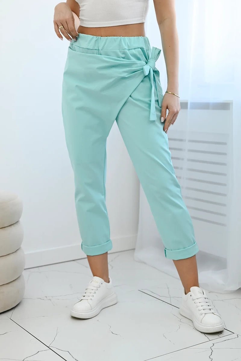 Trousers tied with an asymmetrical front 1958C / – Mint цвет / color | Lexline Fashion