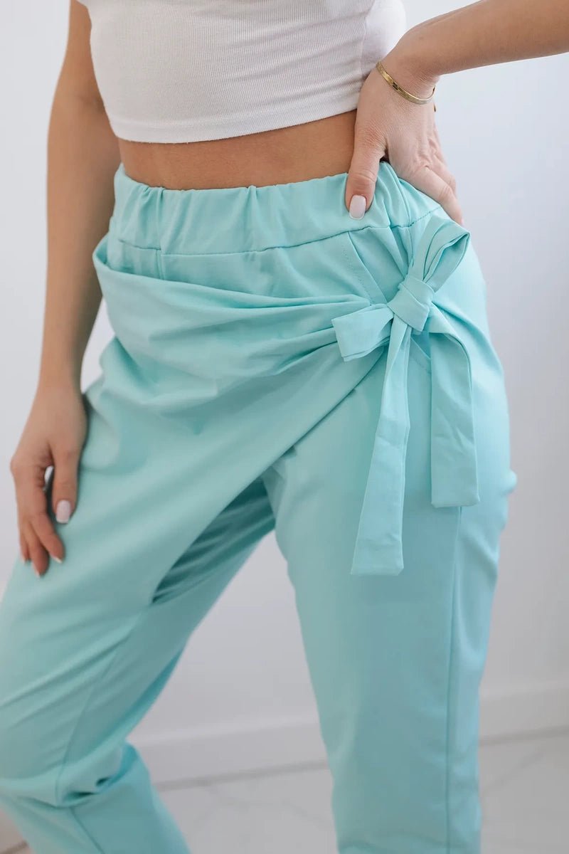 Trousers tied with an asymmetrical front 1958C / – Mint цвет / color | Lexline Fashion