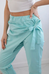 Trousers tied with an asymmetrical front 1958C / – Mint цвет / color | Lexline Fashion