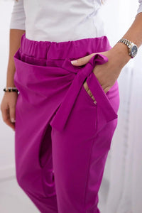Trousers tied with an asymmetrical front 1958C / – Plum цвет / color | Lexline Fashion