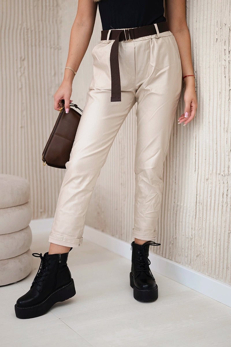 Trousers with a belt ART52293 - 1 / – Beige цвет / color | Lexline Fashion