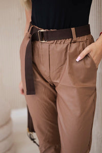 Trousers with a belt ART52293 - 1 / – Camel цвет / color | Lexline Fashion