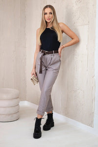 Trousers with a belt ART52293 - 1 / – Fango цвет / color | Lexline Fashion