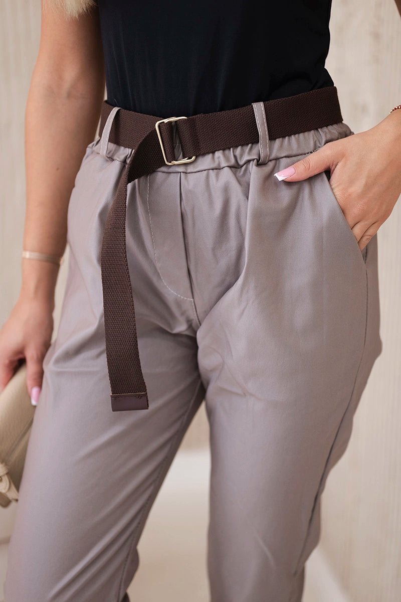 Trousers with a belt ART52293 - 1 / – Fango цвет / color | Lexline Fashion