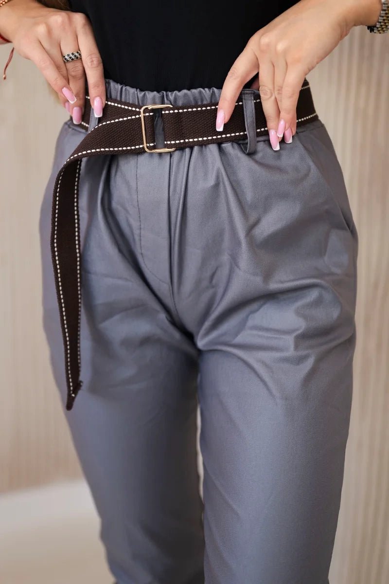 Trousers with a belt ART52293 - 1 / – Gray цвет / color | Lexline Fashion