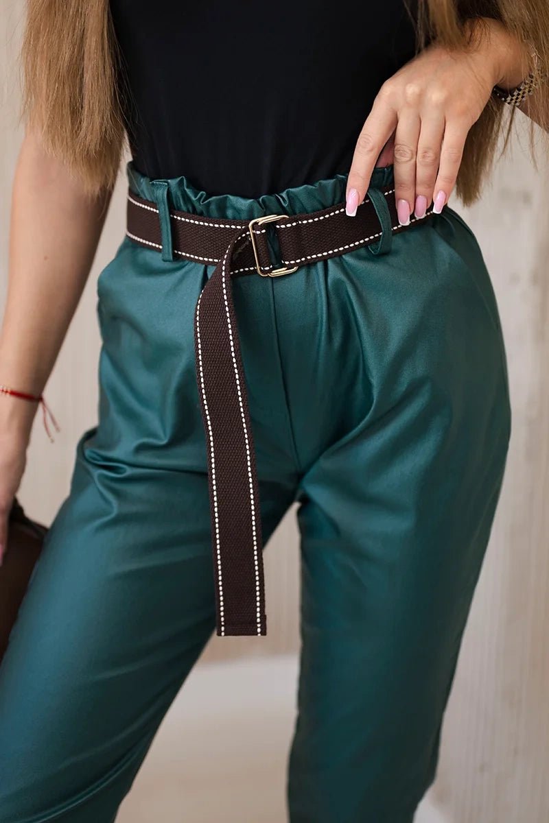 Trousers with a belt ART52293 - 1 / – Green цвет / color | Lexline Fashion