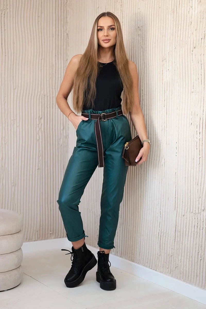 Trousers with a belt ART52293 - 1 / – Green цвет / color | Lexline Fashion