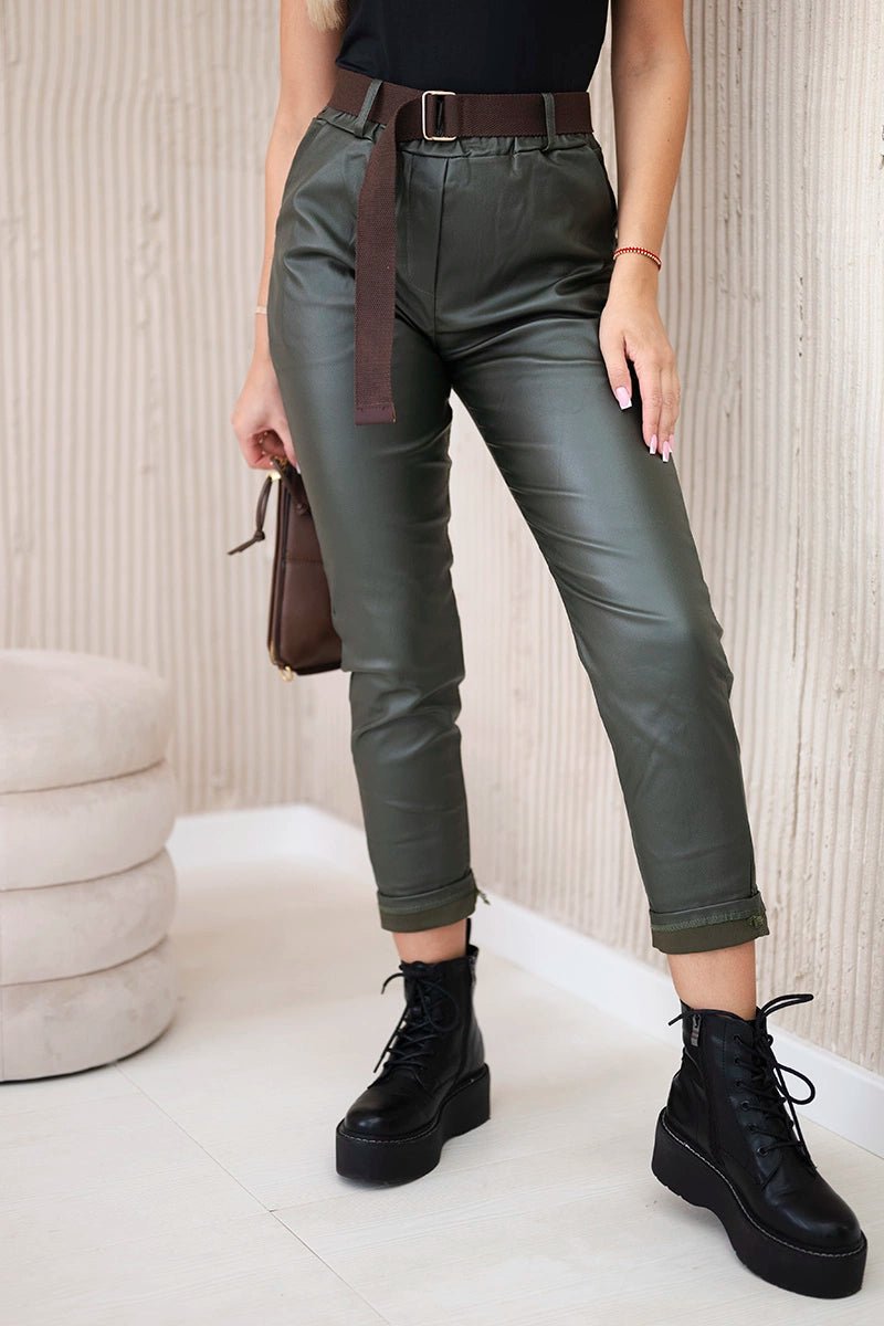 Trousers with a belt ART52293 - 1 / – Khaki цвет / color | Lexline Fashion