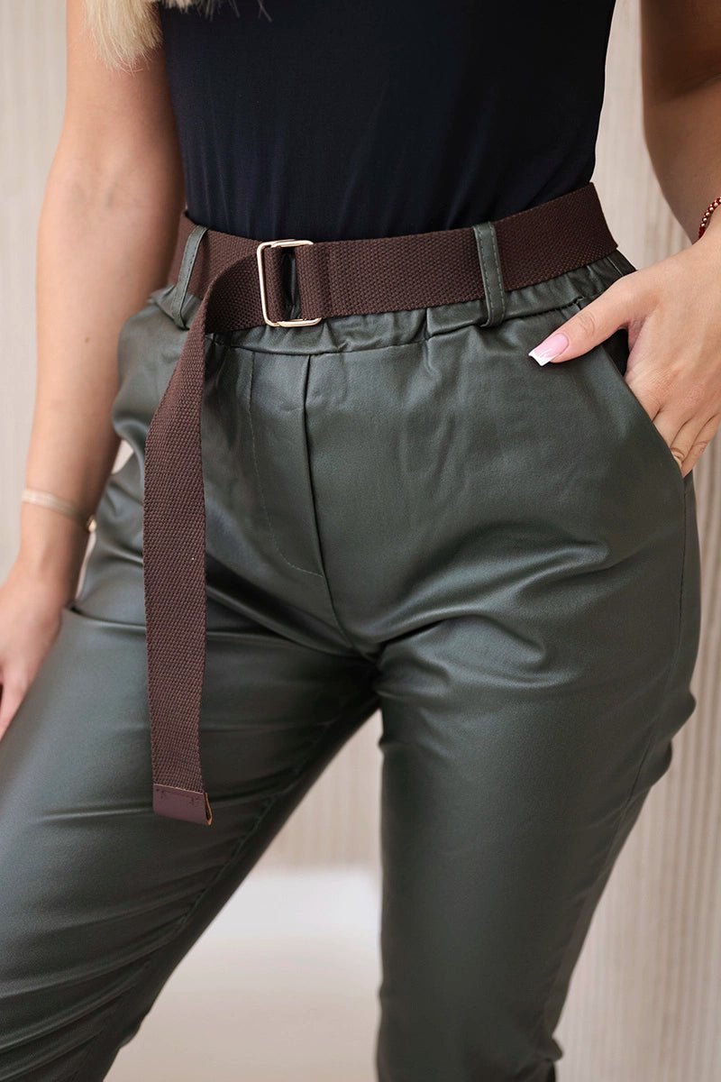 Trousers with a belt ART52293 - 1 / – Khaki цвет / color | Lexline Fashion