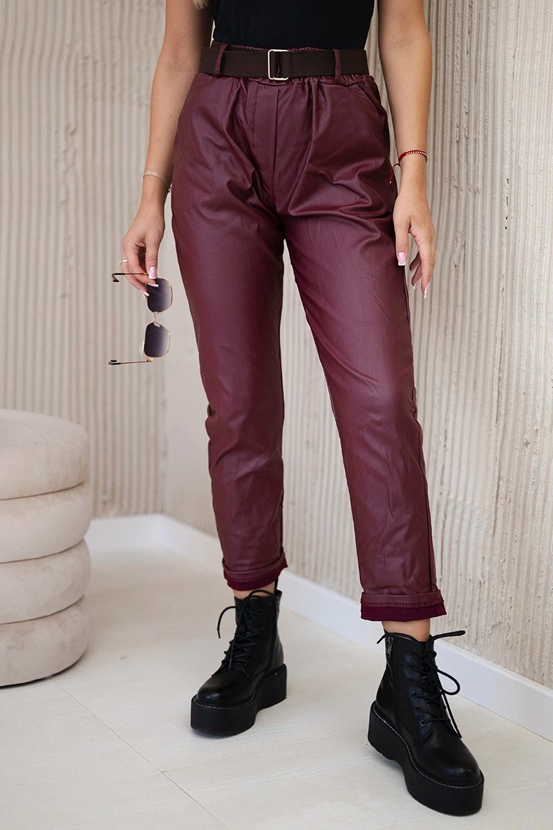 Trousers with a belt ART52293 - 1 / – Maroon цвет / color | Lexline Fashion