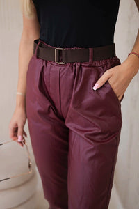 Trousers with a belt ART52293 - 1 / – Maroon цвет / color | Lexline Fashion