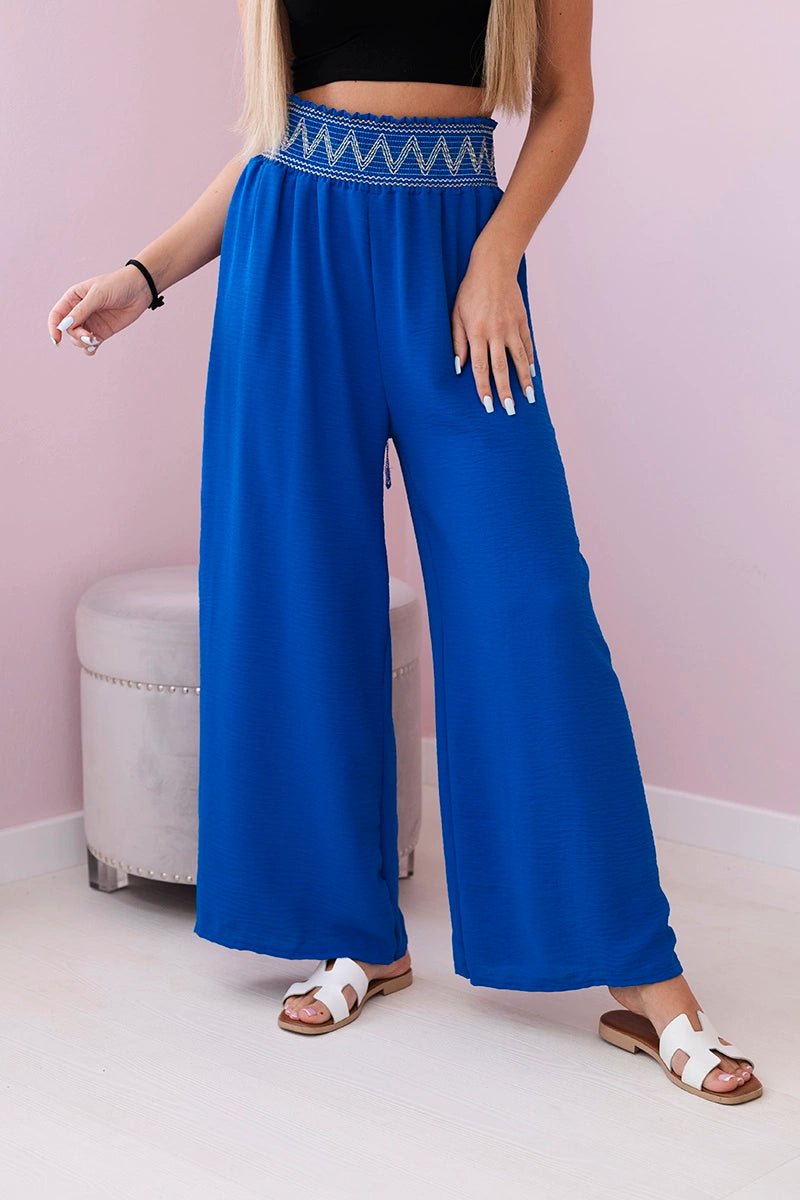 Trousers with a wide elastic waistband IT - 40 / – Blue cornflower цвет / color | Lexline Fashion