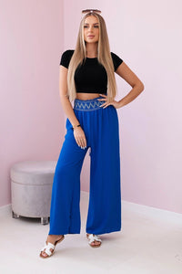 Trousers with a wide elastic waistband IT - 40 / – Blue cornflower цвет / color | Lexline Fashion