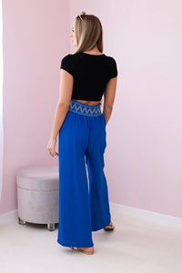 Trousers with a wide elastic waistband IT - 40 / – Blue cornflower цвет / color | Lexline Fashion