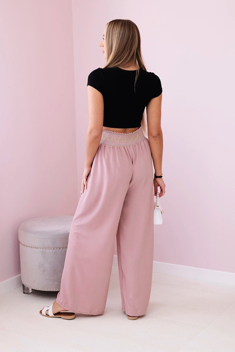Trousers with a wide elastic waistband IT - 40 / – Dark || pink цвет / color | Lexline Fashion