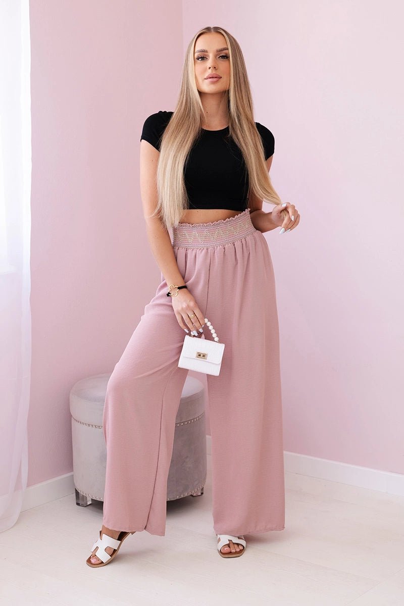 Trousers with a wide elastic waistband IT - 40 / – Dark || pink цвет / color | Lexline Fashion