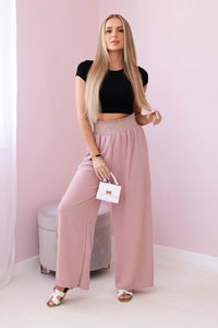 Trousers with a wide elastic waistband IT - 40 / – Dark || pink цвет / color | Lexline Fashion