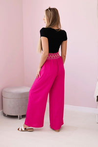 Trousers with a wide elastic waistband IT - 40 / – Fuchsia цвет / color | Lexline Fashion