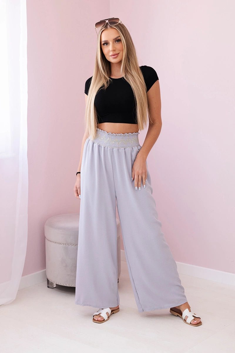 Trousers with a wide elastic waistband IT - 40 / – Gray цвет / color | Lexline Fashion
