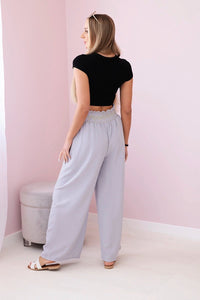 Trousers with a wide elastic waistband IT - 40 / – Gray цвет / color | Lexline Fashion