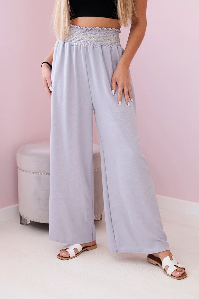 Trousers with a wide elastic waistband IT - 40 / – Gray цвет / color | Lexline Fashion